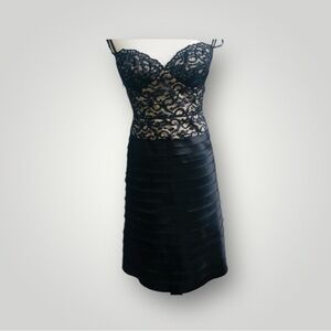 BCBGMaxAzria black lace strapless dress